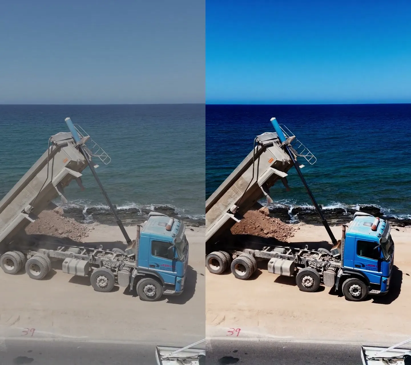 Negative: Straight off the drone, flat D-Log footage. Print: Our colour grade.